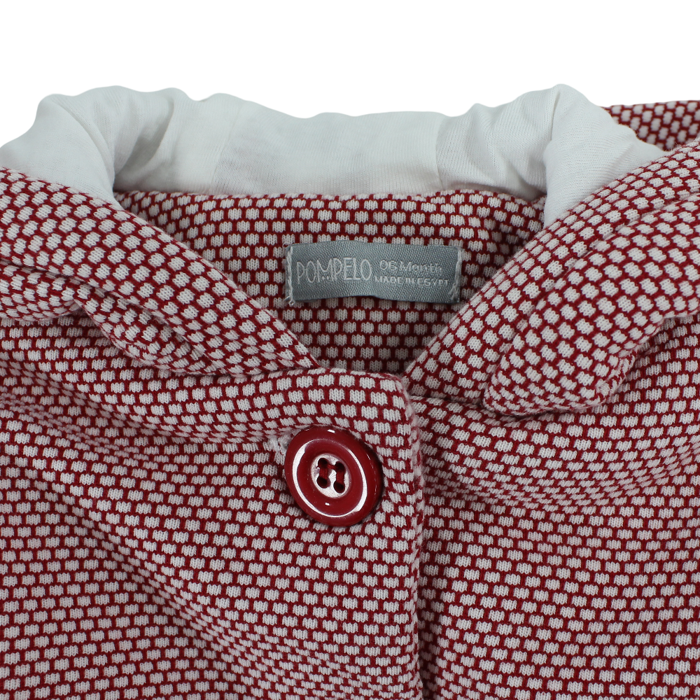 Baby Girls Cotton Hooded Jacket – Red with Front Button Closure