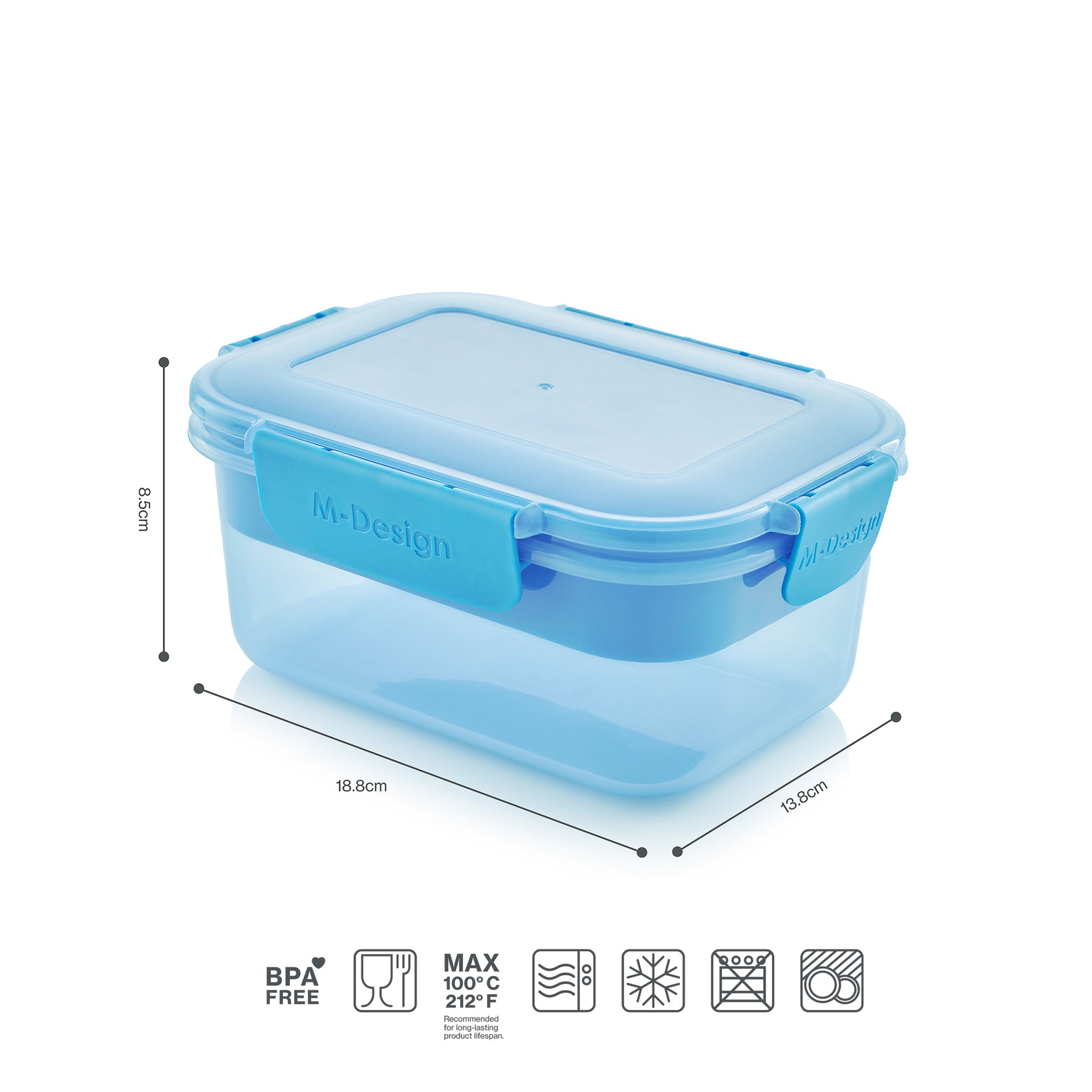 M Design Lunch Box, 1.1 Liter - Blue