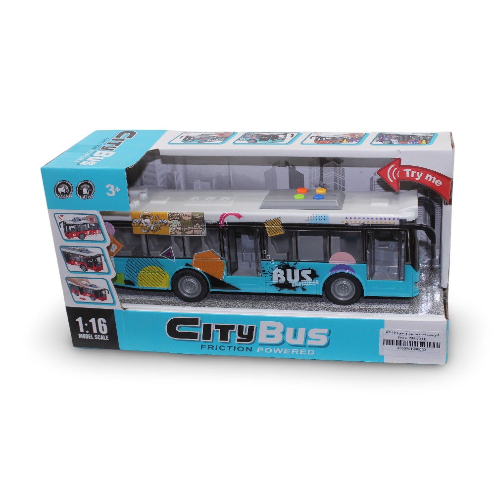 City Bus Friction Powered Toy Bus with Light & Sound