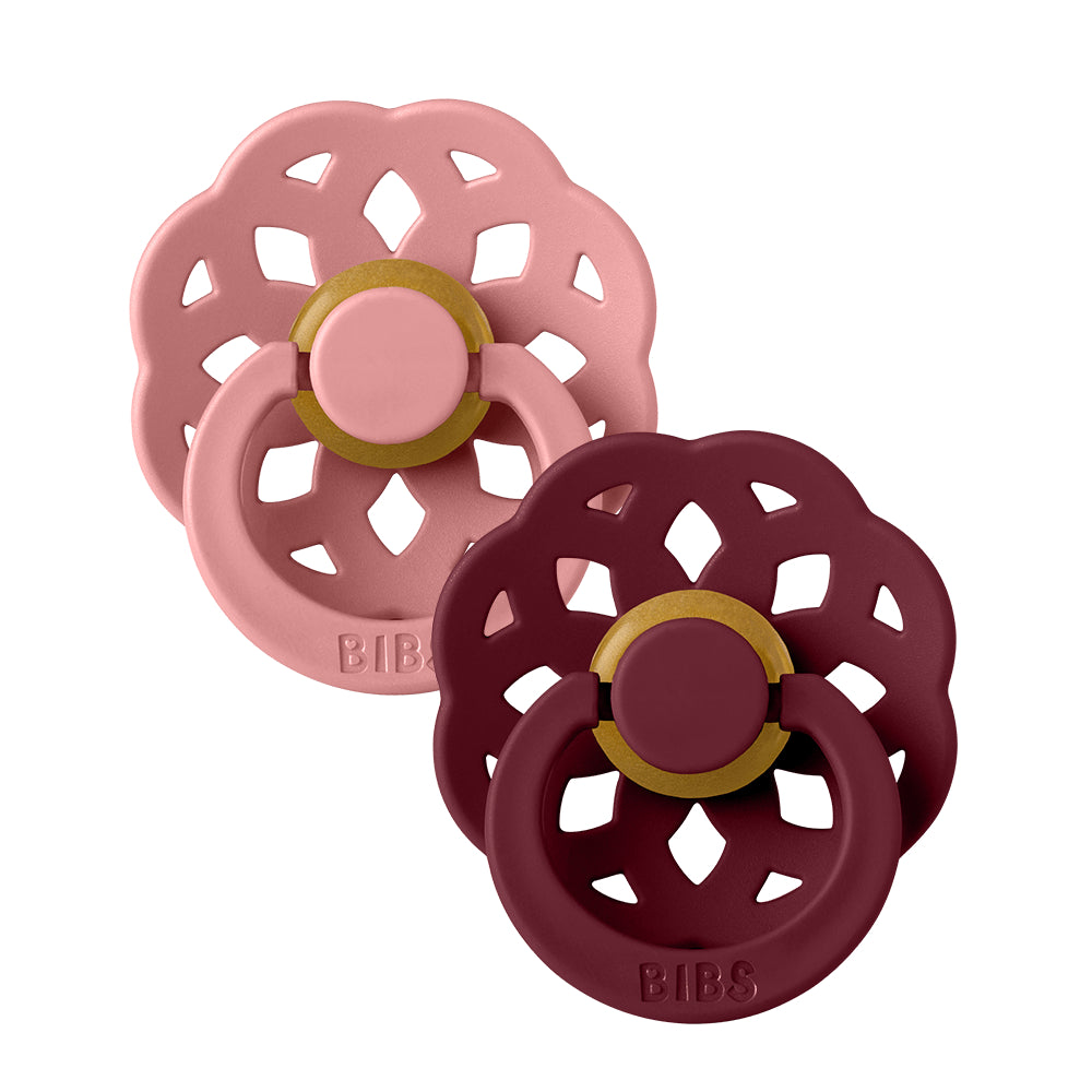 BIBS Boheme Pacifier Pack of 2 – Latex Size 1 Dusty Pink/Elderberry