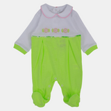 Baby Girls' Cotton Long-Sleeved Baby Footie – Lemon Green