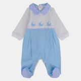 Unisex Baby Cotton Baby Footie – White/Babyblue