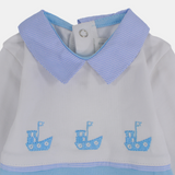 Unisex Baby Cotton Baby Footie – White/Babyblue