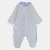 Unisex Baby Cotton Baby Footie – White/Babyblue