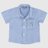Blue Checkered Short-Sleeved Shirt