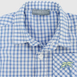 Blue Checkered Short-Sleeved Shirt