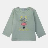 Baby Girls' Cotton Long-Sleeved T-Shirt – Pistachio Elegance