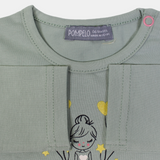 Baby Girls' Cotton Long-Sleeved T-Shirt – Pistachio Elegance