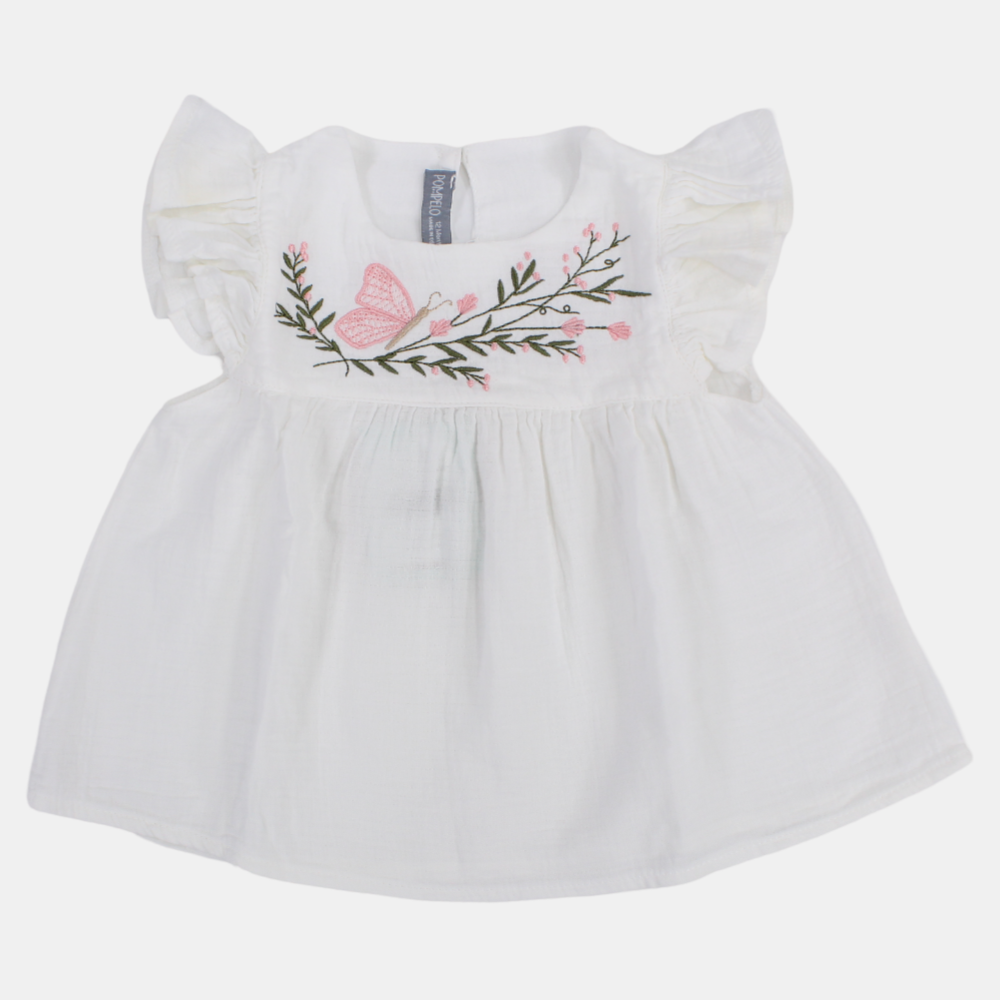Baby Girls Cotton Blouse with Cute Butterfly