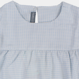 Baby Girls Cotton Blouse – Light Blue with Ruffled Shoulders