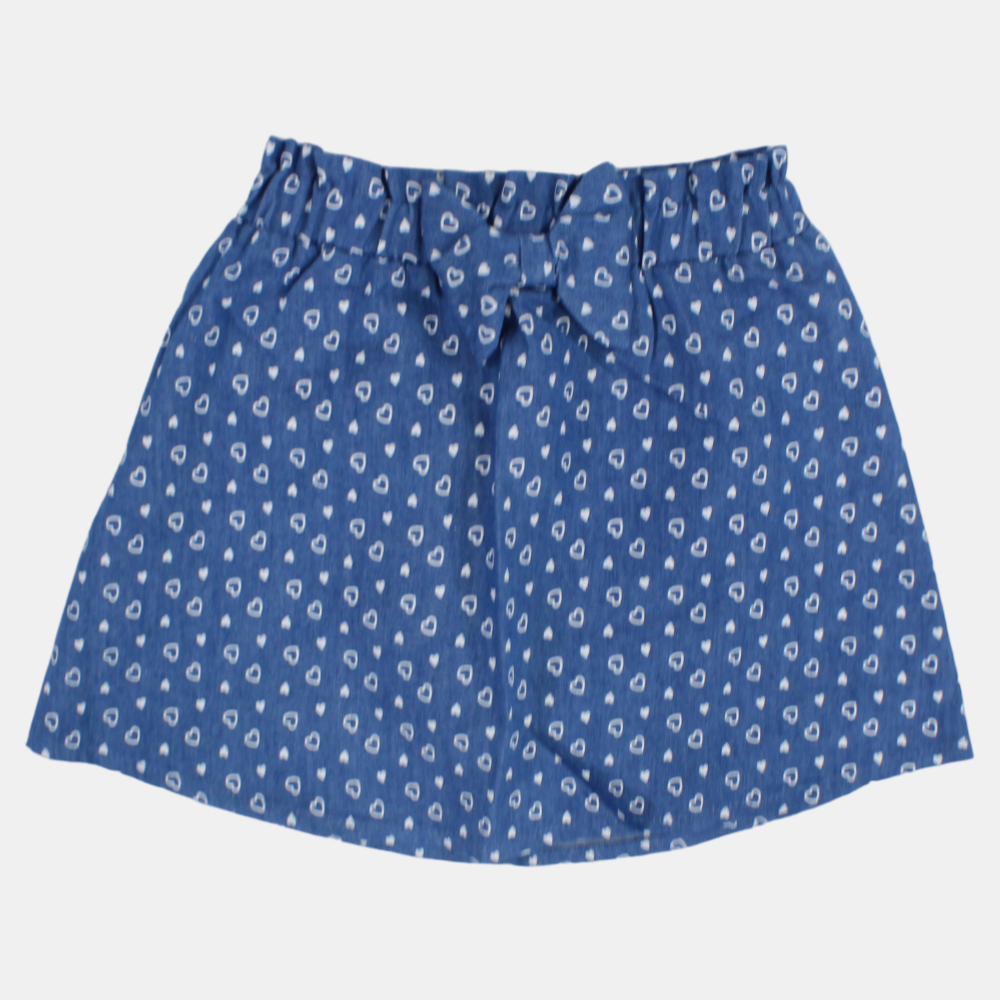 Baby Girls Denim Skirt – Indigo with Little Hearts Prints