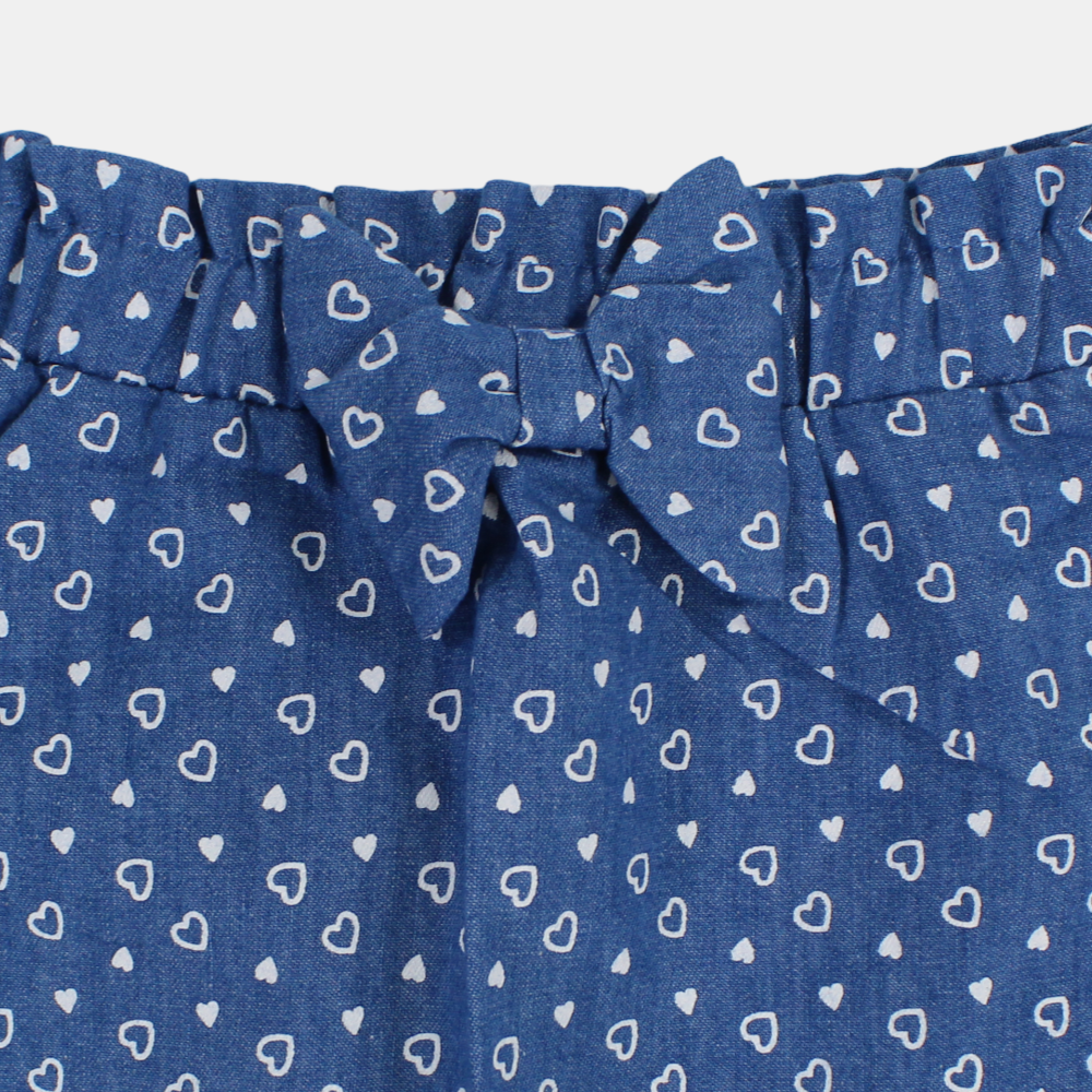Baby Girls Denim Skirt – Indigo with Little Hearts Prints