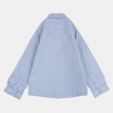 Kids Boys' Striped Cotton Long-Sleeved Shirt – White & Sky Blue