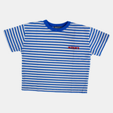 Kids Girls' Striped Cotton Short-Sleeved T-Shirt – White & Blue