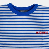 Kids Girls' Striped Cotton Short-Sleeved T-Shirt – White & Blue