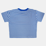 Kids Girls' Striped Cotton Short-Sleeved T-Shirt – White & Blue