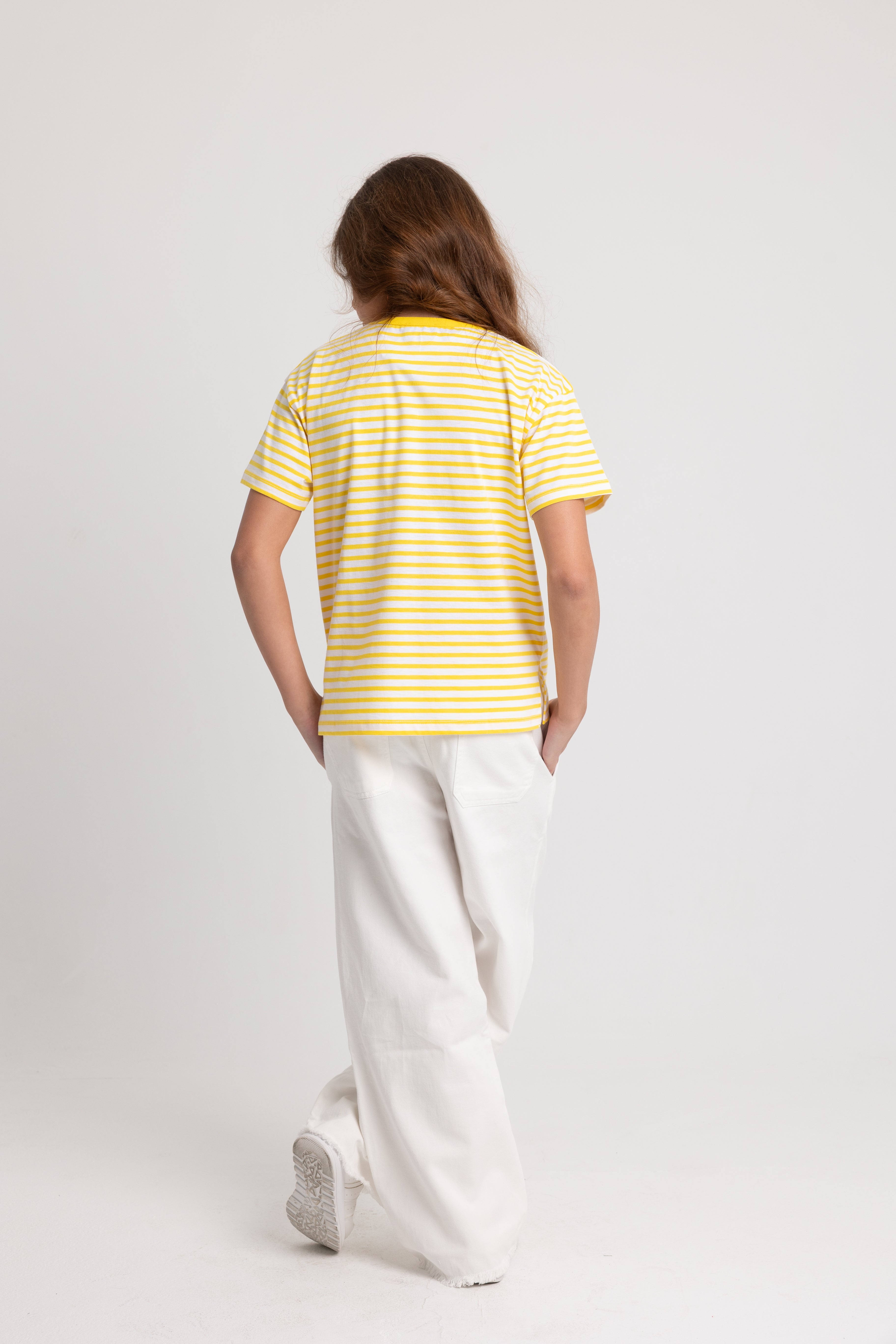 Girls Striped Cotton Short-Sleeved T-Shirt