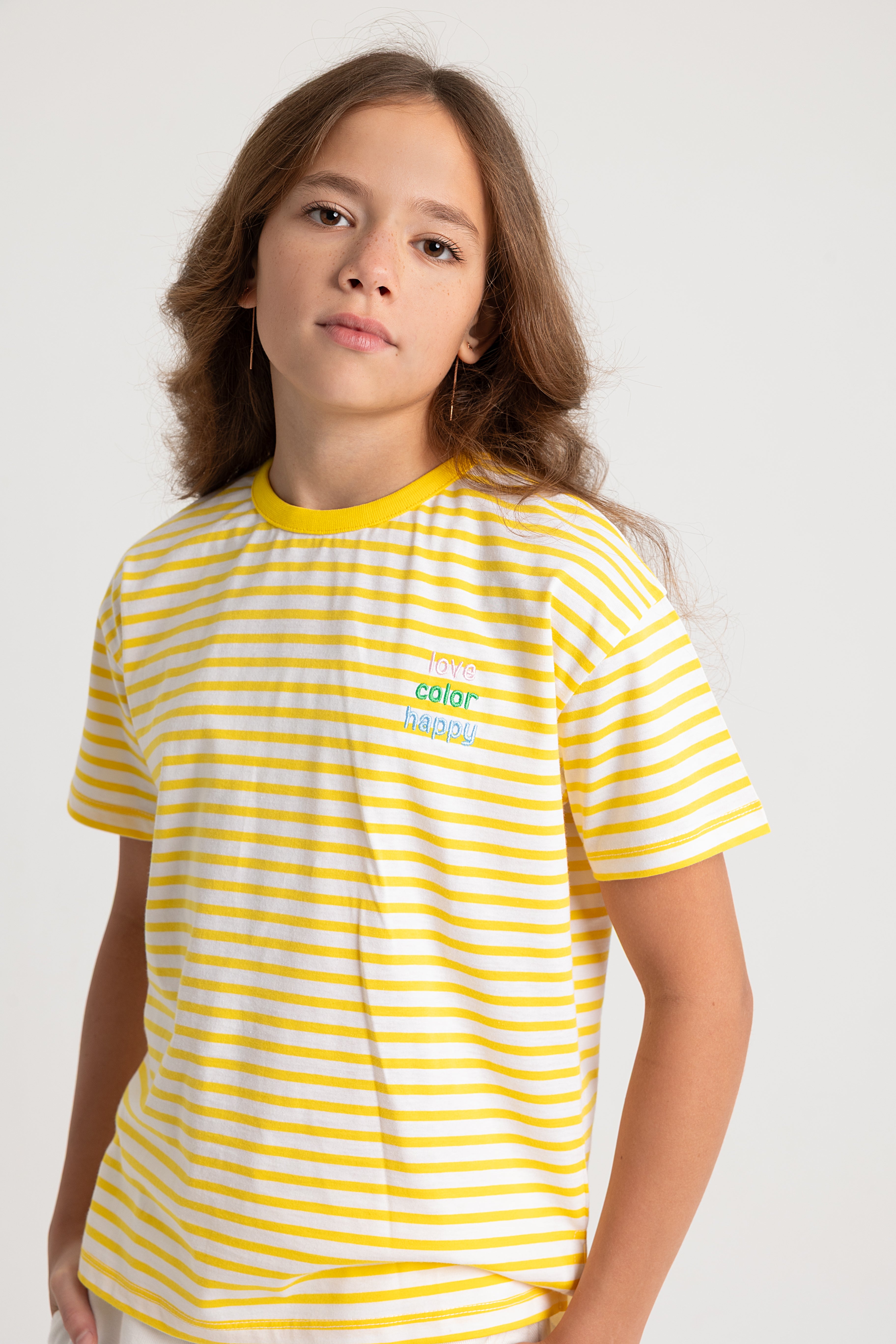Girls Striped Cotton Short-Sleeved T-Shirt