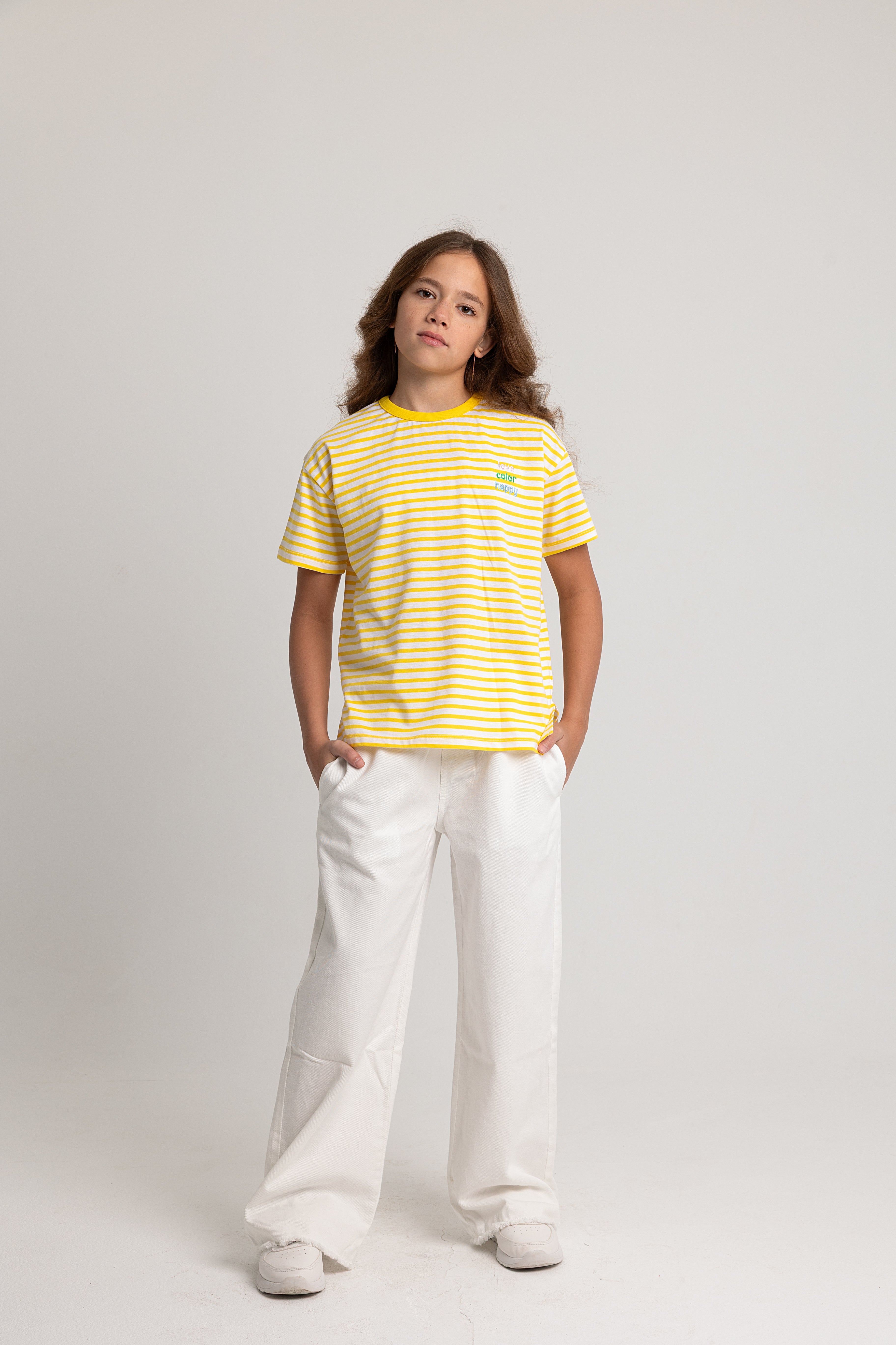 Girls Striped Cotton Short-Sleeved T-Shirt