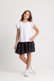 Girls Cotton Ruffled Shoulders Blouse
