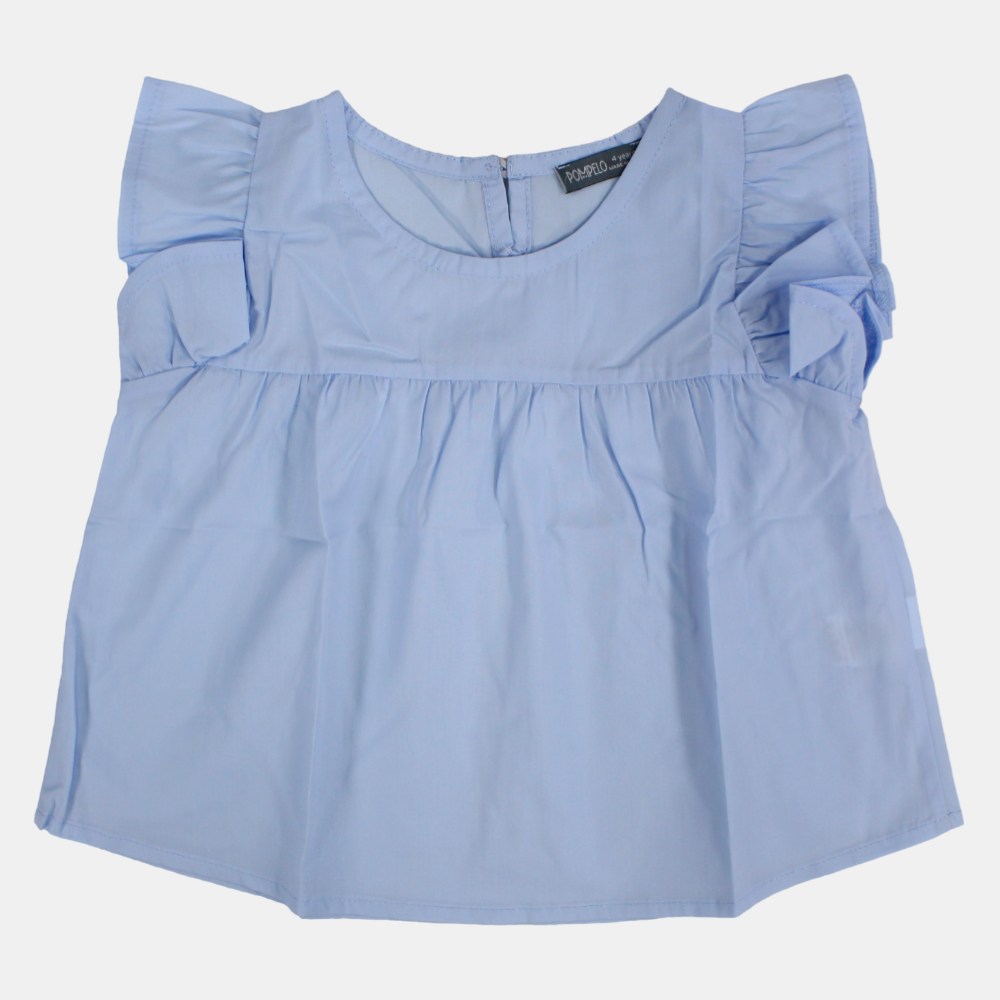 Kids Girls' Cotton Ruffled Shoulders Blouse