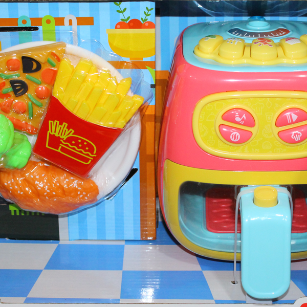 Multifunctional Air Fryer Kitchen Playset with Light, Sound & Food Accessories