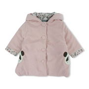 Baby Girls Velvet Jacket – Pink with Panda Pockets