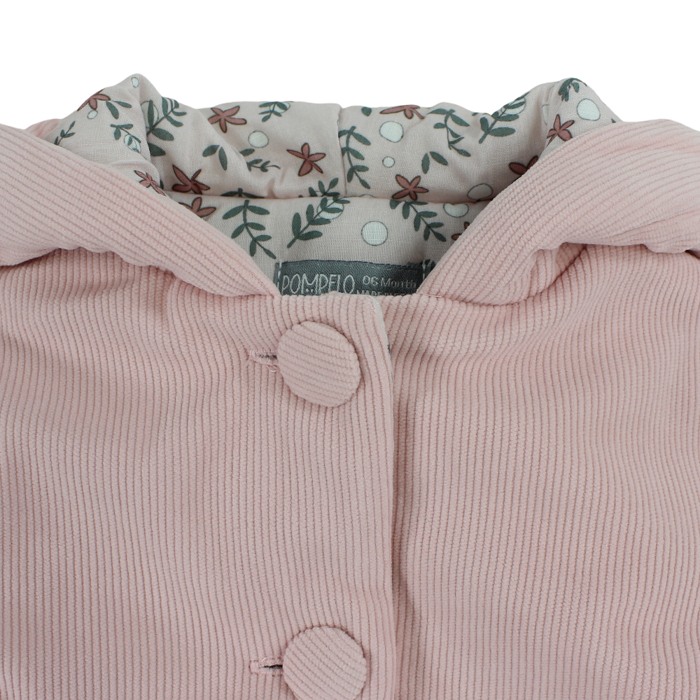 Baby Girls Velvet Jacket – Pink with Panda Pockets