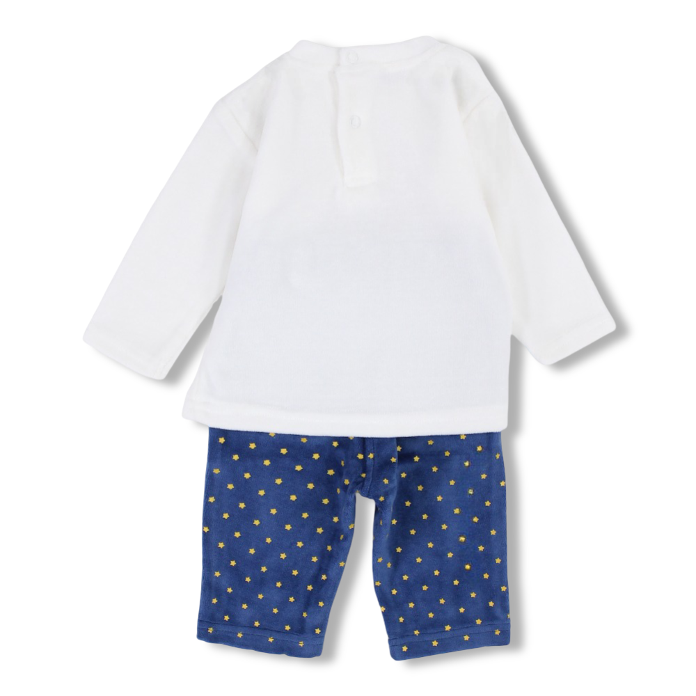 Baby Girls Cotton 2-Piece Outfit Set – Off-white with Rabbit Design