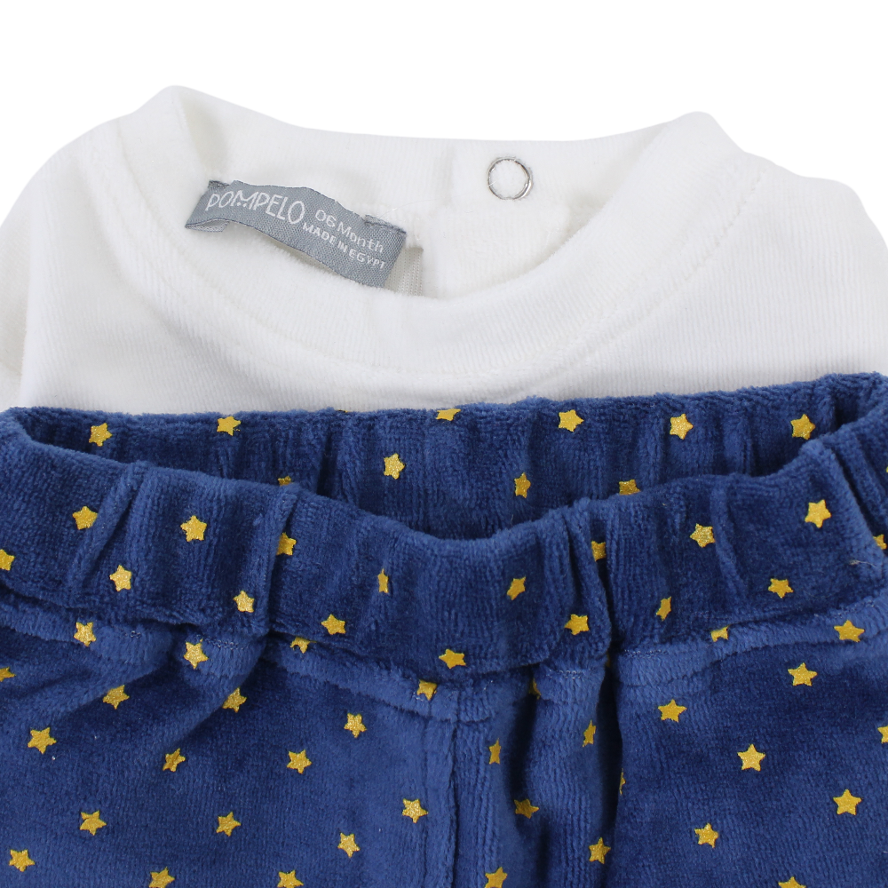 Baby Girls Cotton 2-Piece Outfit Set – Off-white with Rabbit Design