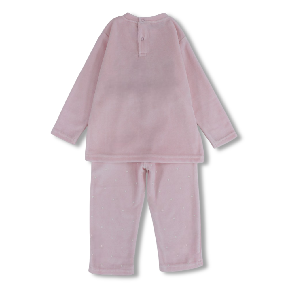 Baby Girls Velvet 2-Piece Outfit Set – Pink with Cute Poodles Design