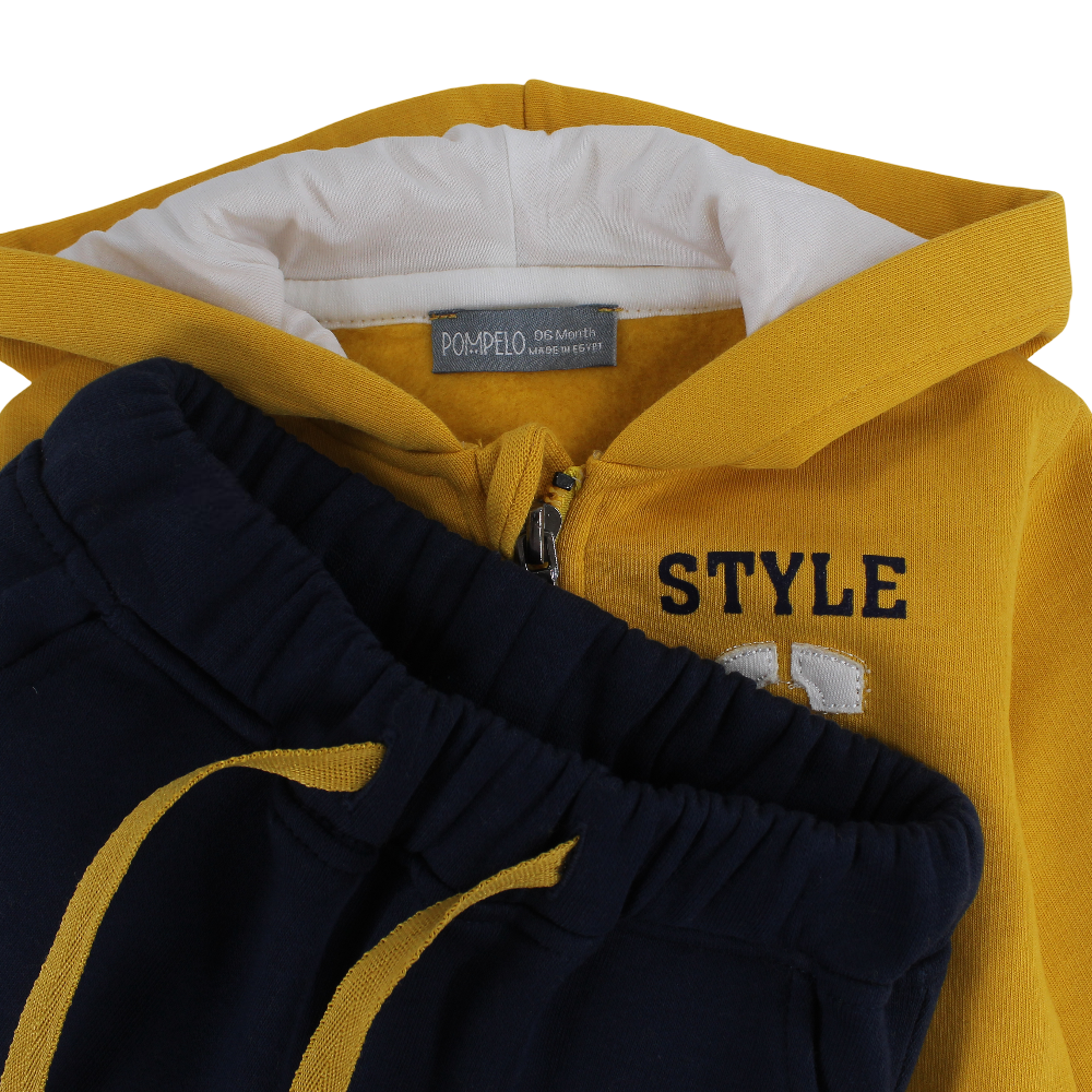 Baby Boys Cotton 2-Piece Outfit Set – Yellow/Navy with "Urban Style" Design