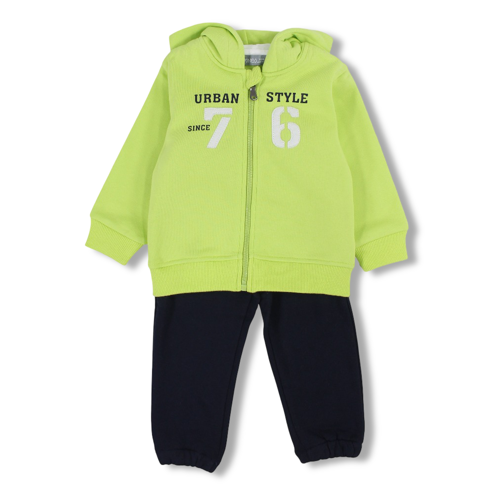Baby Boys Cotton 2-Piece Hooded Outfit Set – Lemon/Black