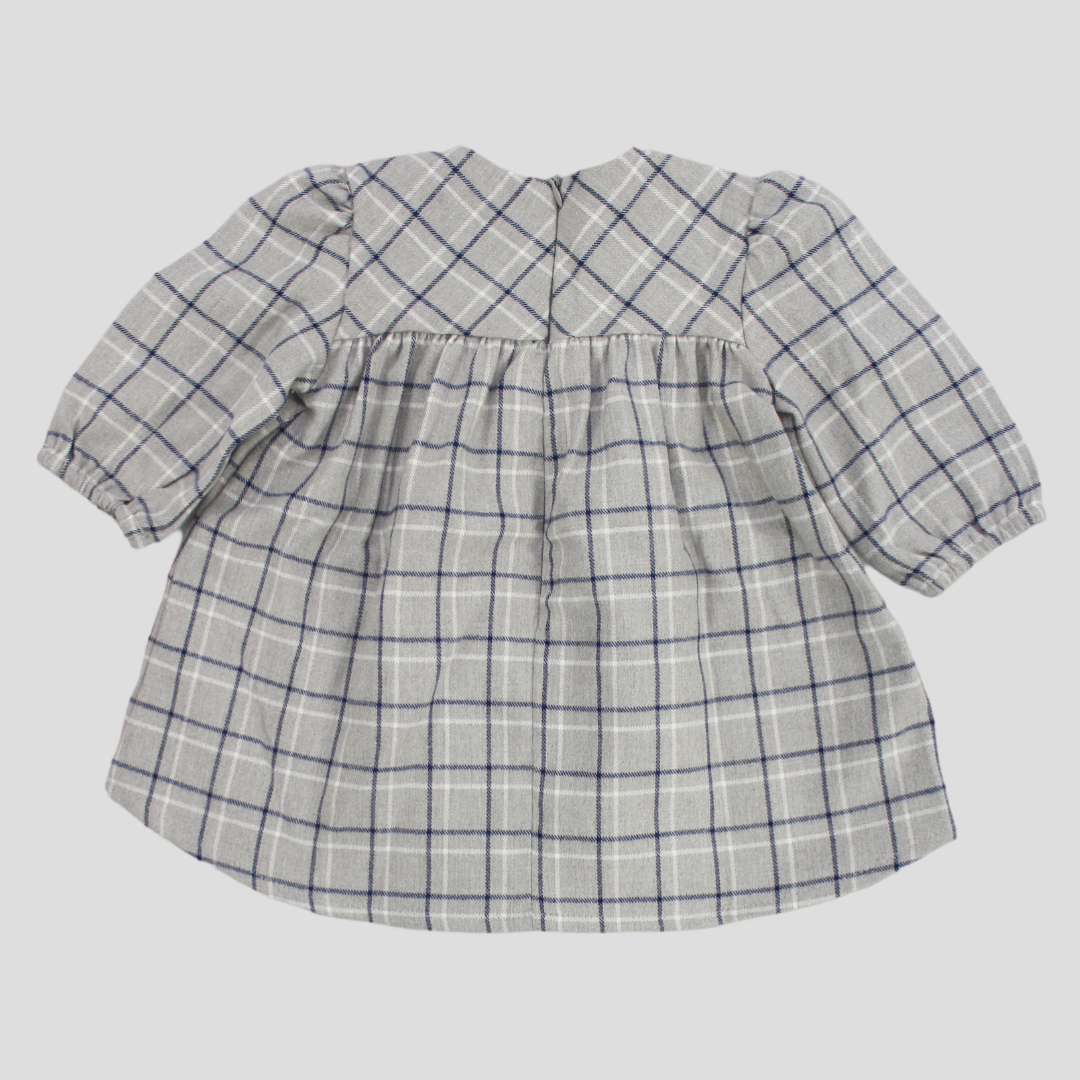 Checkered Long-Sleeved Dress