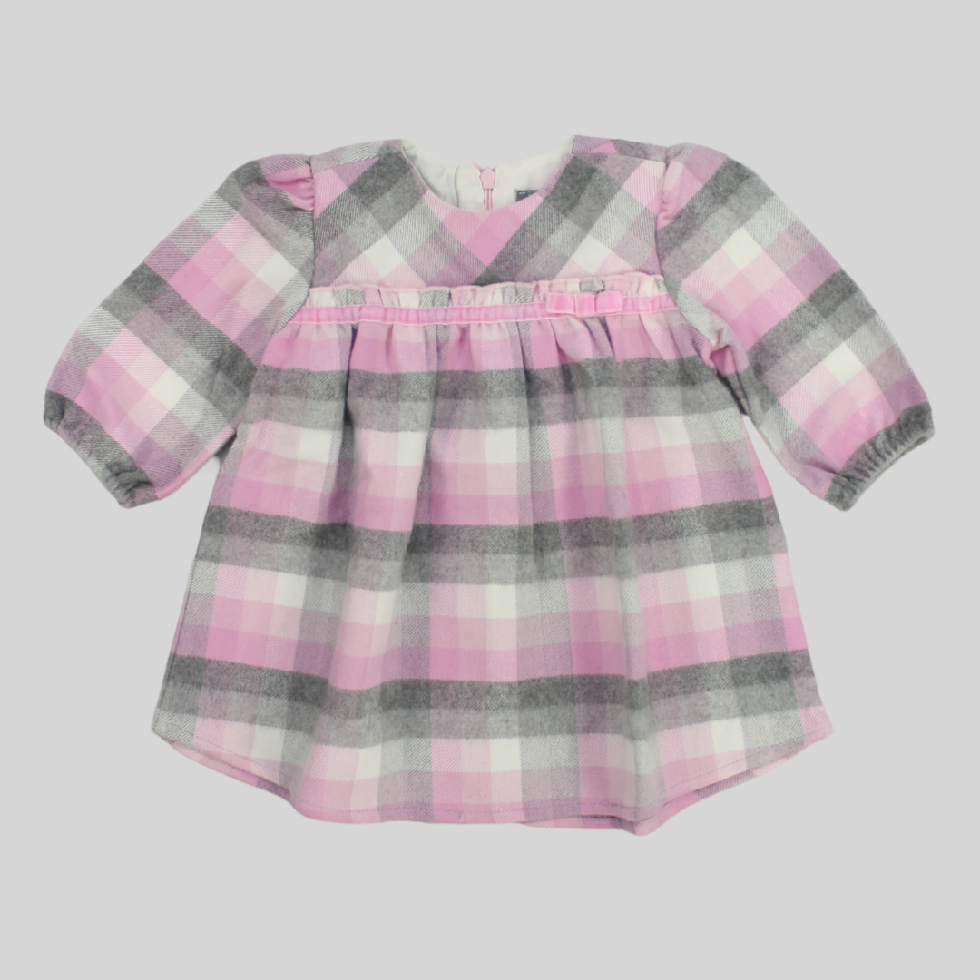 Checkered Long-Sleeved Dress