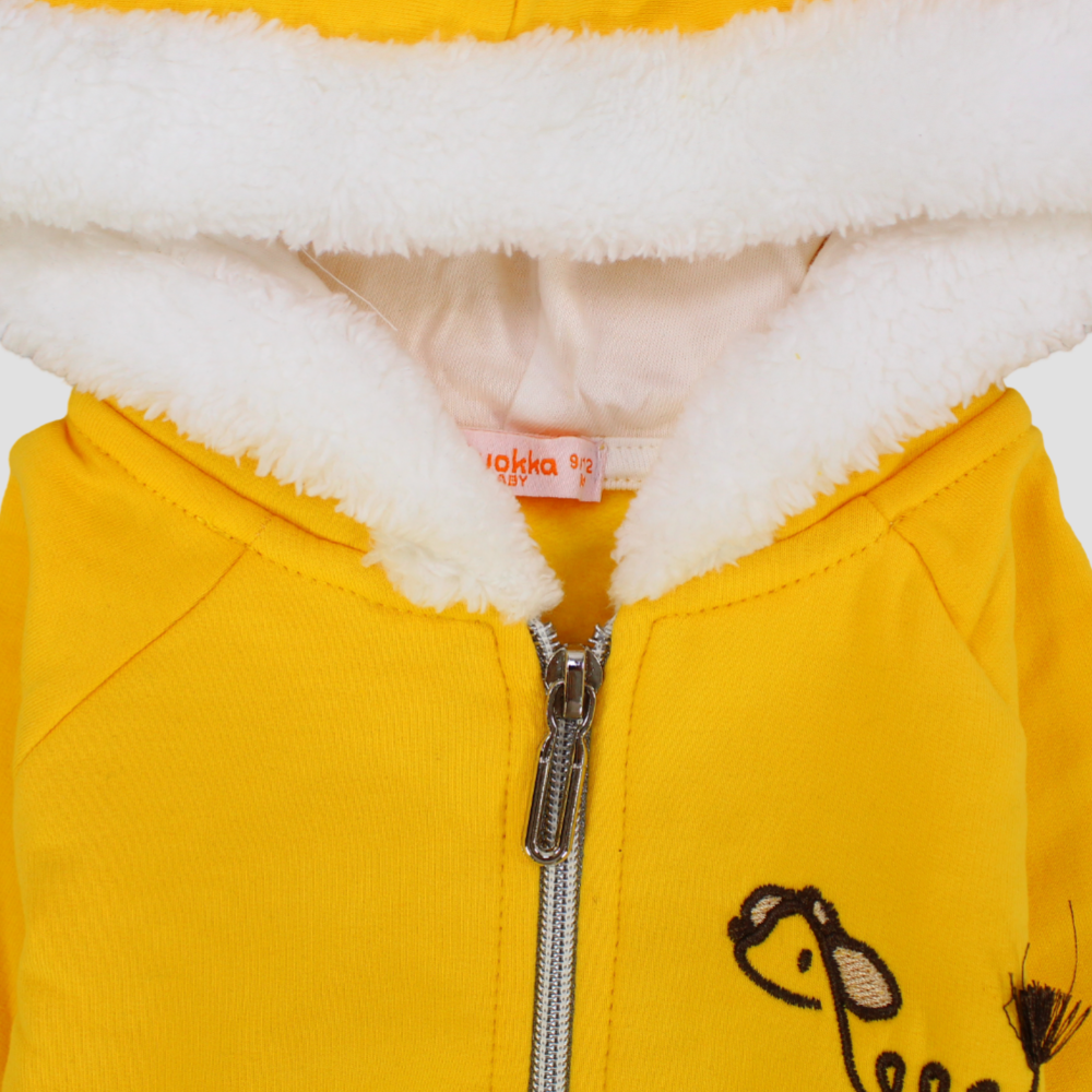 Yellow Long-Sleeved Hooded Jacket