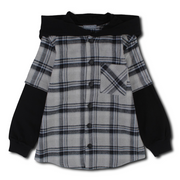 Boys Wool Hooded Shirt – Checkered Black
