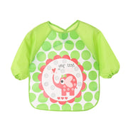 Baby Long-Sleeved Bib – Green with Elephant Design