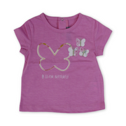 Baby Girls Cotton T-Shirt – Fuchsia with Butterfly Print
