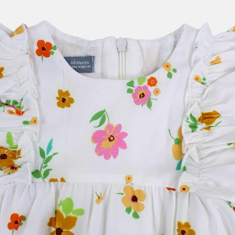 Baby Girls Sleeveless Cotton Floral Dress
