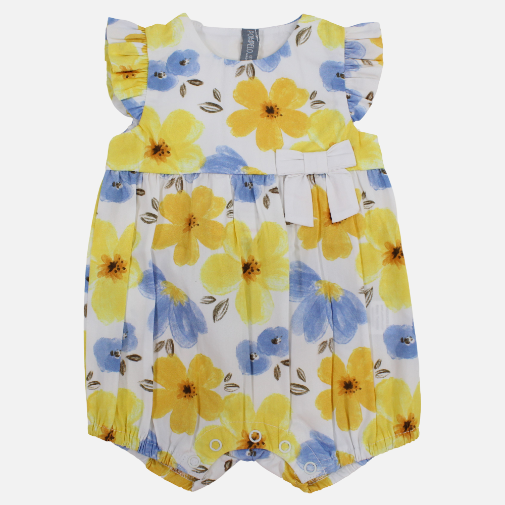 Baby Girls Cotton Romper – Flowers Print