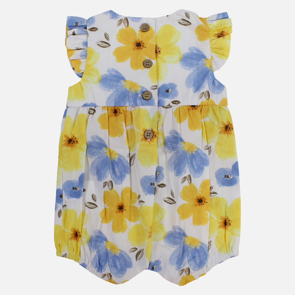Baby Girls Cotton Romper – Flowers Print