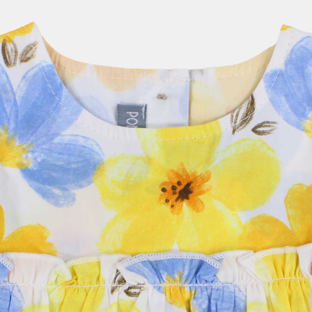 Baby Girls Sleeveless Dress – Floral Print