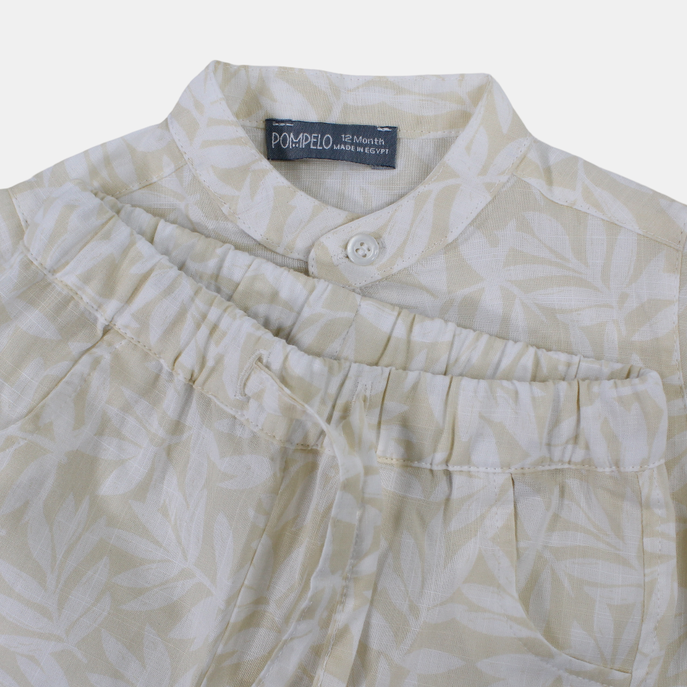 Baby Boys Cotton 2-Piece Outfit Set – Beige