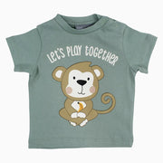 Baby Boys T-Shirt – Mint with Monkey Design