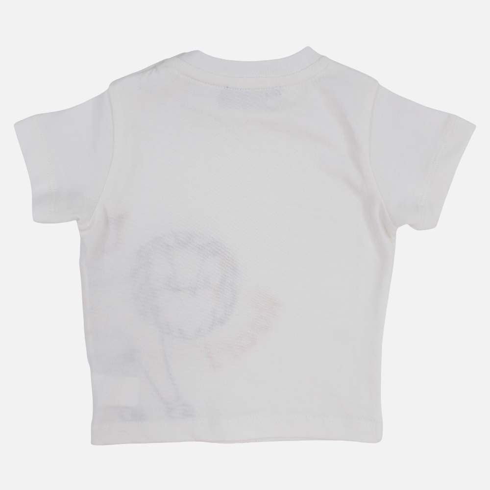 Baby Boys Cotton T-Shirt – Off-White with Roaring Lion Design