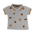 Baby Boys Cotton Polo – Off-White with Animals Embroidery
