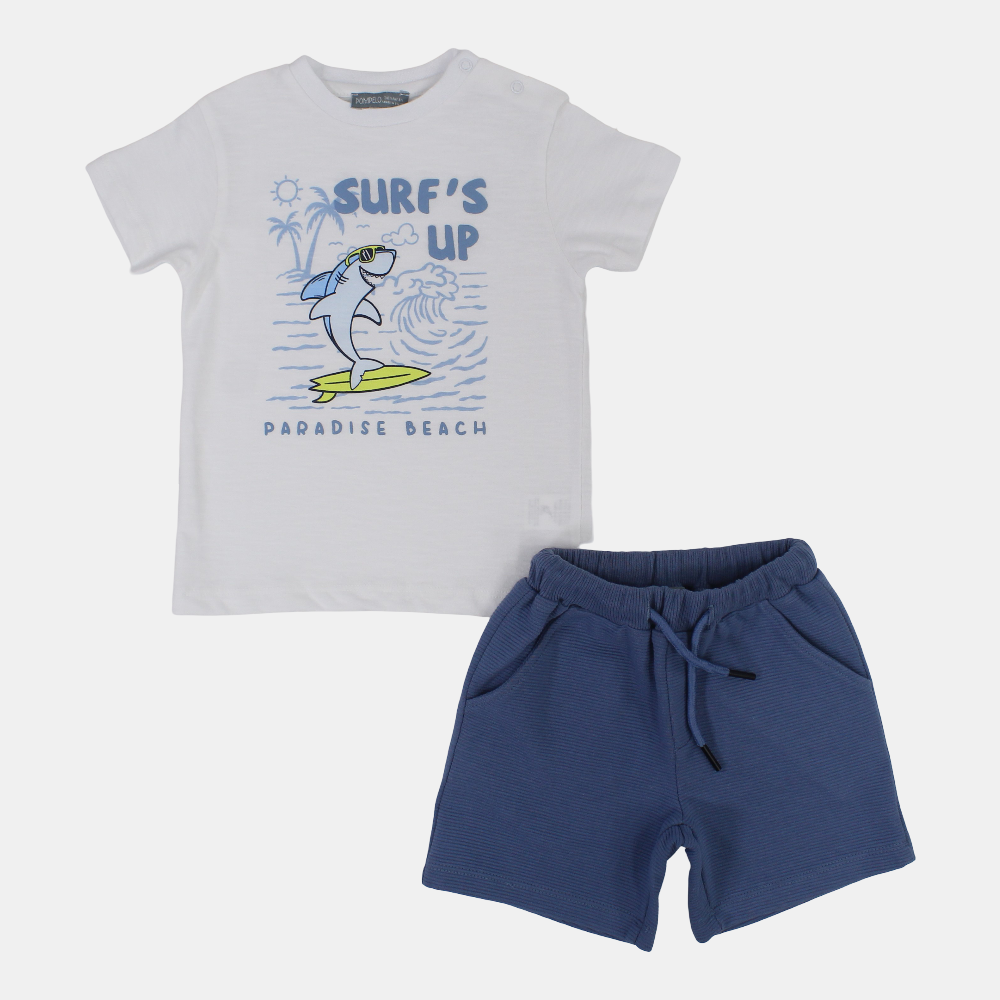 Baby Boys 2-Piece Outfit Set – Indigo & White