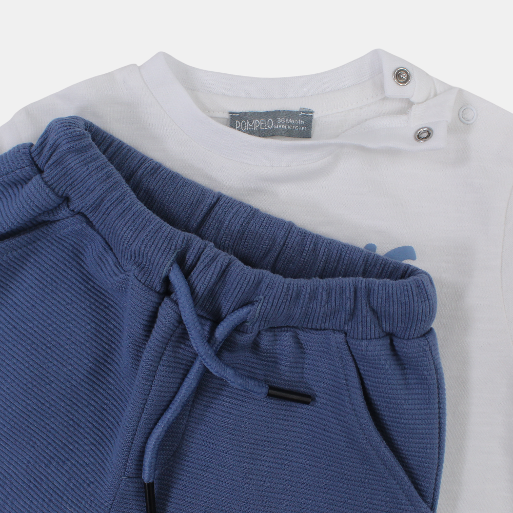 Baby Boys 2-Piece Outfit Set – Indigo & White