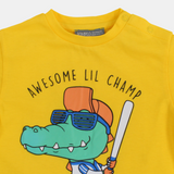 Baby Boys Cotton T-Shirt – Baseball Playing Crocodile